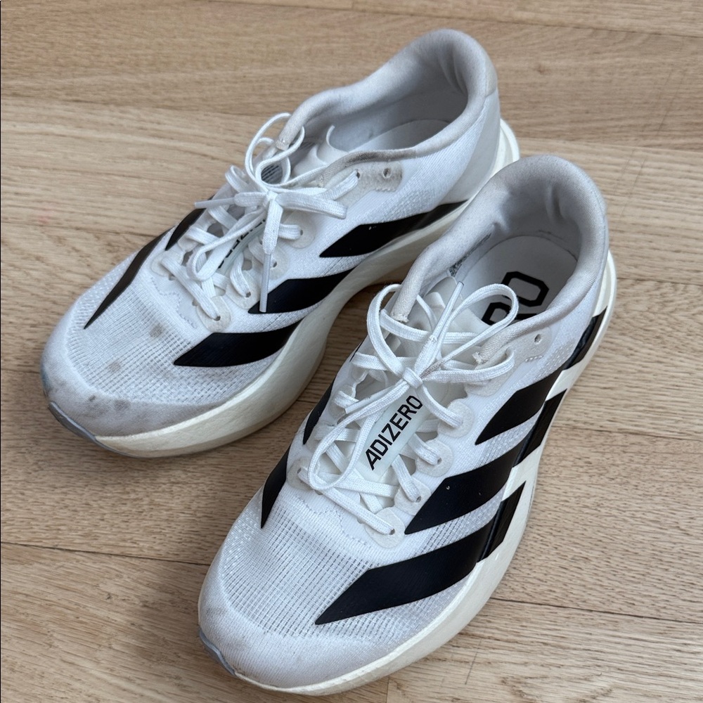adidas White and Black Adizero Women's Running Sneakers